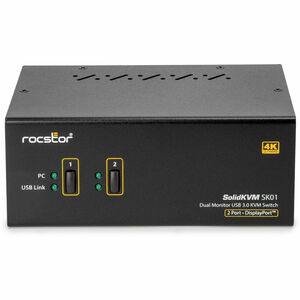 Rocstor SK01 KVM Switchbox - 4K - 3840 x 2180 - 6 x USB - USB 2.0 - 6 x DisplayPort - TAA Compliant