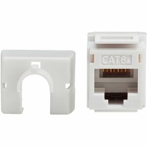 Eaton Tripp Lite Series Cat6a Keystone Jacks, 10 Pack - 4PPoE Compliant, 110/Krone, 568A/B, RJ45 Ethernet, White, TAA - 10