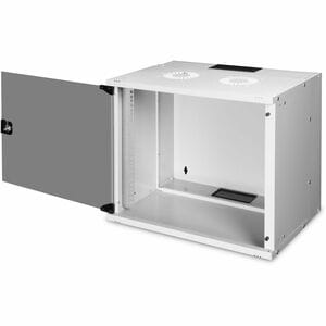 Digitus SOHO PRO 9U Wall Mountable Enclosed Cabinet Rack Cabinet for Networking327 mm Rack Depth - Light Grey - Glass, Ste