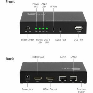SIIG HDMI Over IP Encoder & Decoder Transceiver, TX/RX Mode Switching, Cascading, 1080p, 1 to 1 600ft - SIIG HDMI Over IP 