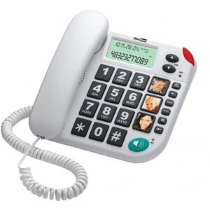Telefono standard MaxCom - Parato montabile - Bianco - Vivavoce - Compatibile con apparecchio acustico