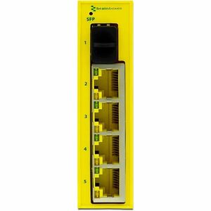 Brainboxes Industrial 1 SFP & 4 Port PoE+ Gigabit Ethernet Switch - 4 Ports - Gigabit Ethernet - 10/100/1000Base-T, 1000Ba