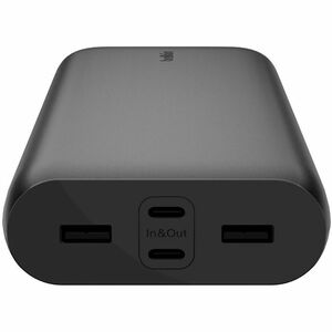 Belkin BoostCharge Power Bank - Black - For Smartphone, iPhone - 2 x Type-A 12W, 2 x Type-C 20W - 26000 mAh - 4 x USB - Black