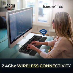 Adesso iMouse T60 TouchPad - Optical - Wireless - 32.81 ft - Radio Frequency - 2.40 GHz - USB - 1600 dpi - Symmetrical - A