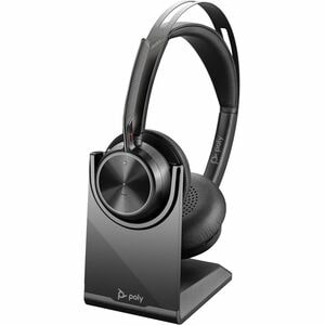 Poly Voyager Focus 2 Wired/Wireless On-ear, Over-the-head Stereo Headset - Black - Siri, Google Assistant - Binaural - Sup