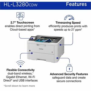 Impresora Láser Inalámbrico De Escritorio Brother HL-L3280CDW - Color - Papel para imprimir sencillo