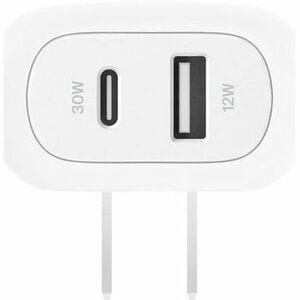 Belkin BoostCharge Dual Wall Charger 42W - 42 W - 3 ft (0.91 m) Cable - 120 V AC, 230 V AC Input - 5 V DC, 9 V DC, 15 V DC