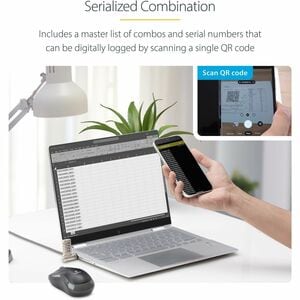 StarTech.com 25-Pack Universal Laptop Lock 6.6ft, Serialized Combo Security Cable For Notebook, Compatible w/Noble Wedge®/