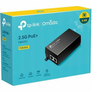 TP-Link POE260S PoE+ Injector - 120 V AC, 230 V AC Input - 1 x 2.5 Gigabit Ethernet Input Port(s) - 1 x 2.5 Gigabit PoE Ou