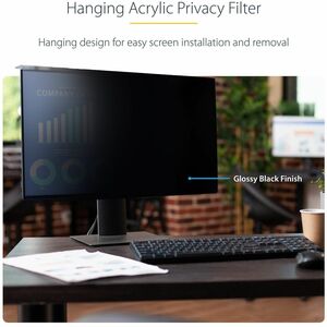 StarTech.com Acrylic Privacy Screen Filter - Black - 1 - For 61 cm (24") Widescreen LCD Monitor - 16:9 - Blue Light Reduct
