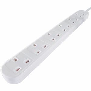 connektgear Power Strip - UK Plug - 6 x AC Power - 3m Cord - 13 A Current - 250 V AC Voltage - Wall Mountable - White