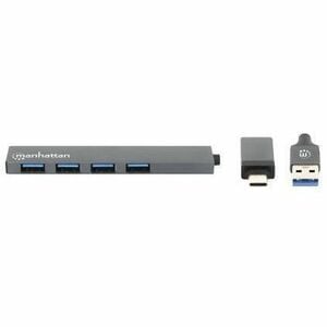 Hub de 4 puertos USB 3.2 Gen 1 con conector adaptable a Tipo C o Tipo A - Manhattan