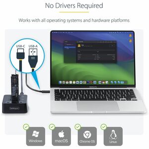 StarTech.com Duplicatore di unità M.2 NVMe 1:1 autonomo da 90 GBpm, docking station per drive M.2 a doppio alloggiamento U