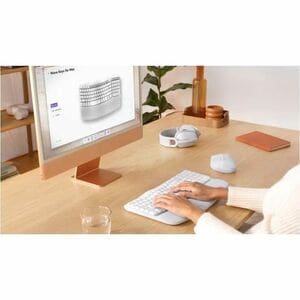 Logitech Wave Keys Keyboard - Compact - Wireless Connectivity - German - QWERTZ Layout - Off White - Bluetooth - Easy-Swit