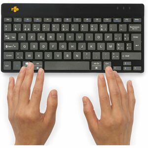 R-Go Compact Break Keyboard - Wireless Connectivity - USB Type C Interface - Belgian - AZERTY Layout - Black - Scissors Ke