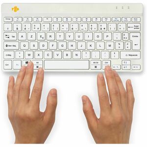 R-Go Compact Break Keyboard - Compact - Wireless Connectivity - USB Type C Interface - French - AZERTY Layout - White - Sc