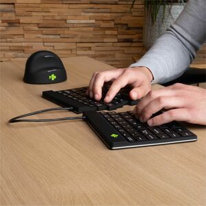R-Go Split Break Keyboard - Compact - Wireless Connectivity - USB Type C Interface - English (UK) - QWERTY Layout - Black 
