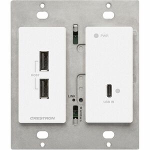 Crestron DM Lite 4K60 4:4:4 Transmitter for USB-C DisplayPort and USB 2.0 Signal Extension over CATx Cable, Wall Plate, Wh