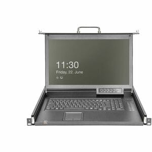 Digitus LCD Rack Console KVM Switch - Jet Black - 43.2 cm (17") LCD - Full HD - 1920 x 1080 - 1 x USB - 8 x VGA - Keyboard