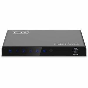 Digitus Audio/Video-Schalter - Kabel - 7680 x 4320 - 8K - TV, Notebook, Spielkonsole - 1 x USB - 3 x HDMI Ein - 1 x HDMI-A