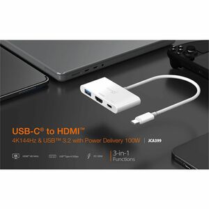 j5create JCA399 USB Tipo C Estação de ancoragem para Notebook, PC Tablet, Smartphone, Consola de jogos, Rato, Teclado, Web