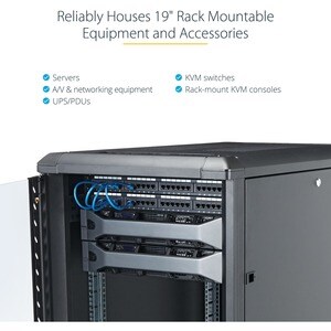 19 INCH 15U SERVER RACK CABINET - 32 DEEP - UP TO 1768 LB - LOCKABLE 4 POST ENCLOSURE W/ CASTERS  LEVELING FEET (RK1536BKF)