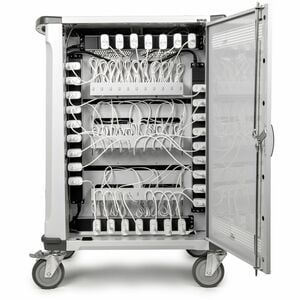 Rocstor Volt C32 PRE-WIRED Charge Cart - Includes 32 USB-C 65W Power Adapters - 0 Shelf - 3 Drawer - 4 Casters - 5" Caster