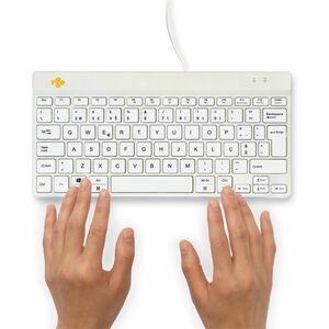 R-Go Tools Teclado ergonómico R-Go Compact Break, teclado compacto com software de pausa, QWERTY (PT), com fio, branco. Es