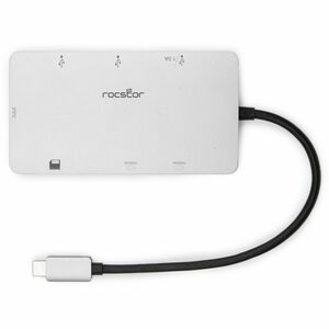 Rocstor USB C Multiport Adapter, 8-in-1 Hub - for Notebook, Monitor, Tablet - Charging Capability - Memory Card Reader - S