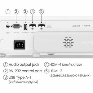 BenQ TK710STi 3D Short Throw DLP Projector - 16:9 - White - High Dynamic Range (HDR) - 3840 x 2160 - Front - 2160p - 20000
