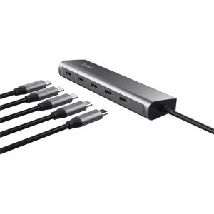 Trust Halyx USB Hub - USB 3.2 Gen 1 (3.1 Gen 1) Type-C - Silver - 5 Total USB Port(s) - PC, Mac, ChromeOS, iOS