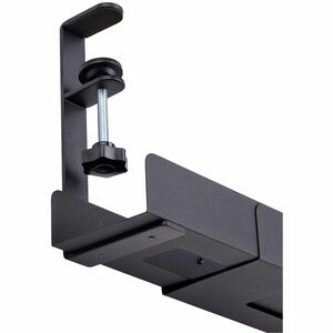 StarTech.com Under Desk Cable Management Tray, Length Adjustable, Clamp-On Installation, No Drilling Required, Black - Len