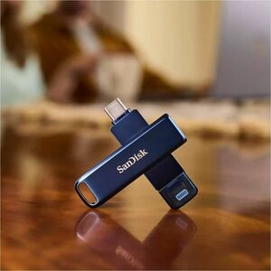 SanDisk SDIXD0N-128G-GN6NE 128 GB Lightning, USB 3.2 (Gen 1) Type C Flash Drive - Metallic - 90 MB/s Read Speed - 10 MB/s 