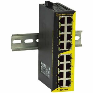 Brainboxes SW-7016 Ethernet Switch - 16 Ports - Fast Ethernet - 10/100Base-T - 3.80 W Power Consumption - Twisted Pair - D