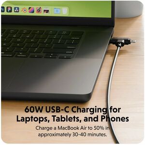 Hyper HyperJuice HJ4010BKGL 1.52 m Lightning/USB-C Data Transfer Cable - Cable for Notebook, Tablet, Phone, MacBook Air, H