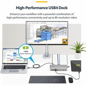 StarTech.com USB4 Docking Station for Tablet, Monitor, Smartphone, Notebook - Charging Capability - 165 W - Space Gray - D