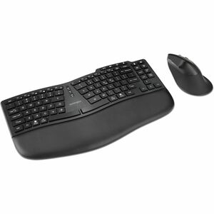 Kensington Pro Fit Ergo KM675 EQ Wireless Desktop Set - USB Type A Wireless Bluetooth/RF 2.40 GHz Keyboard - Black - USB T