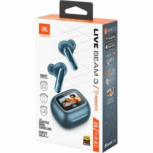 JBL Live Beam 3 True Wireless Earbud Stereo Earset - Blue - Binaural - Bluetooth - 16 Ohm - 20 Hz to 40 kHz - Noise Canceling