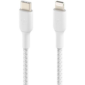 Belkin MFi Certified Braided Lightning to USB-C Charge and Sync Cable, 3.3 Feet / 1 Meters, White