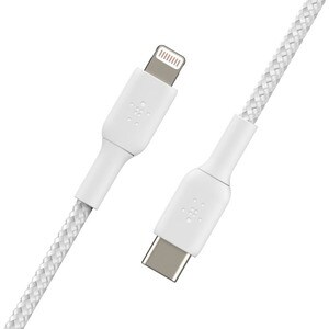 Belkin MFi Certified Braided Lightning to USB-C Charge and Sync Cable, 6.6 Feet / 2 Meters, White