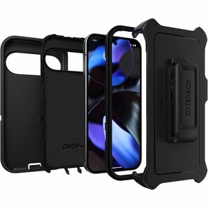 OtterBox Defender Carrying Case (Holster) Google Pixel 9 Pro, Pixel 9 Smartphone - Black - Black-Retail Packaging-7.75 x 4
