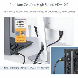 StarTech.com 1.5m (4.9ft) Premium Certified High Speed HDMI Cable, 4K 60Hz/1440p 144Hz, 18Gbps, UHD HDMI 2.0 Cord, TPE Jac