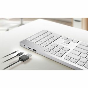 Adesso EasyTouch AKB-730UW Keyboard - Full-size - Cable Connectivity - USB Type C Interface - English (UK) - White - Sciss