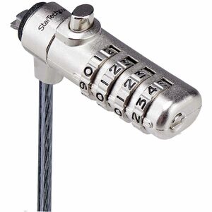 StarTech.com Slim Lock Noble Wedge® Slot Compatible, 6.6ft (2m) Combination Locking Cable, Desk Anti-Theft Security For La