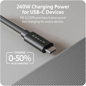 Hyper HyperDrive HD6500BKGL 1.20 m USB4 Data Transfer Cable - Cable for Audio/Video Device, USB Device, MacBook, MacBook P