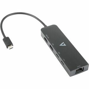 V7 V7UCRJ25GHUB-BLK Hub USB/Ethernet Combo - 10 GB/s - Preto - 3 Total USB Port(s)