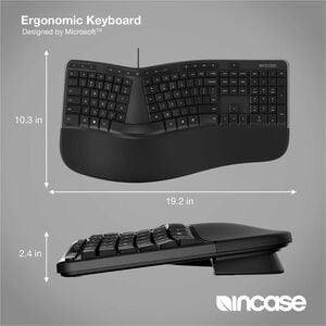 Incase Designed by Microsoft Ergonomic Keyboard - Cable Connectivity - USB Interface - Search, Media Control, Microsoft 36