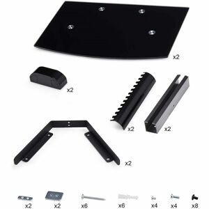 StarTech.com Dual Floating Wall-Mounted AV Shelves, Adjustable Height Shelf For Under TV A/V Equipment, Black Tempered Gla