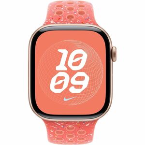 Bracelet pour Smartwatch Apple Réglable - 1 - Moyen (M)/Grand (L) - À clou et passant avec - Orange - Aluminium, Fluoroéla