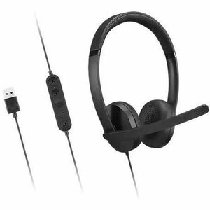Lenovo Wired On-ear, Over-the-head Stereo Headset - Black - Binaural - 32 Ohm - 20 Hz to 20 kHz - 100 cm Cable - USB Type A